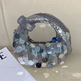 Mini clutch de noche en forma de media luna