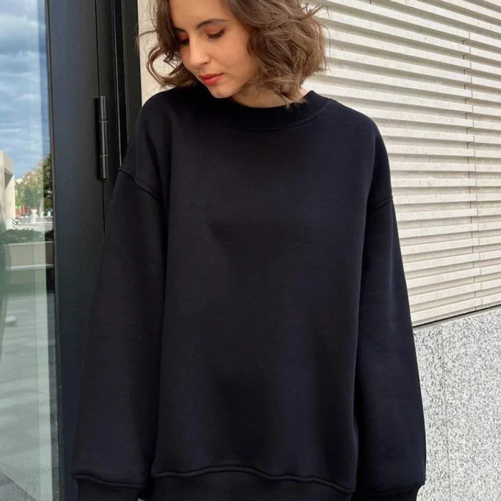 Sudadera minimalista de cuello redondo de gran tamaño
