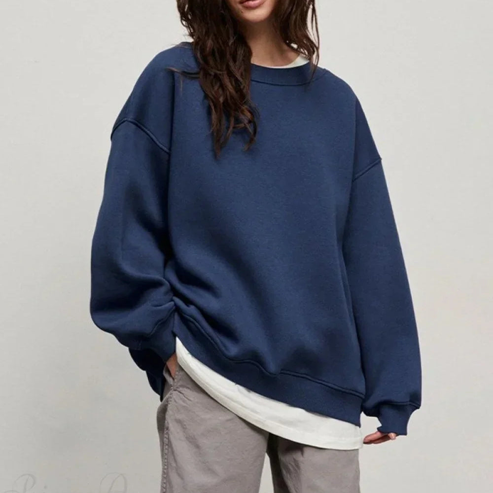 Sudadera minimalista de cuello redondo de gran tamaño