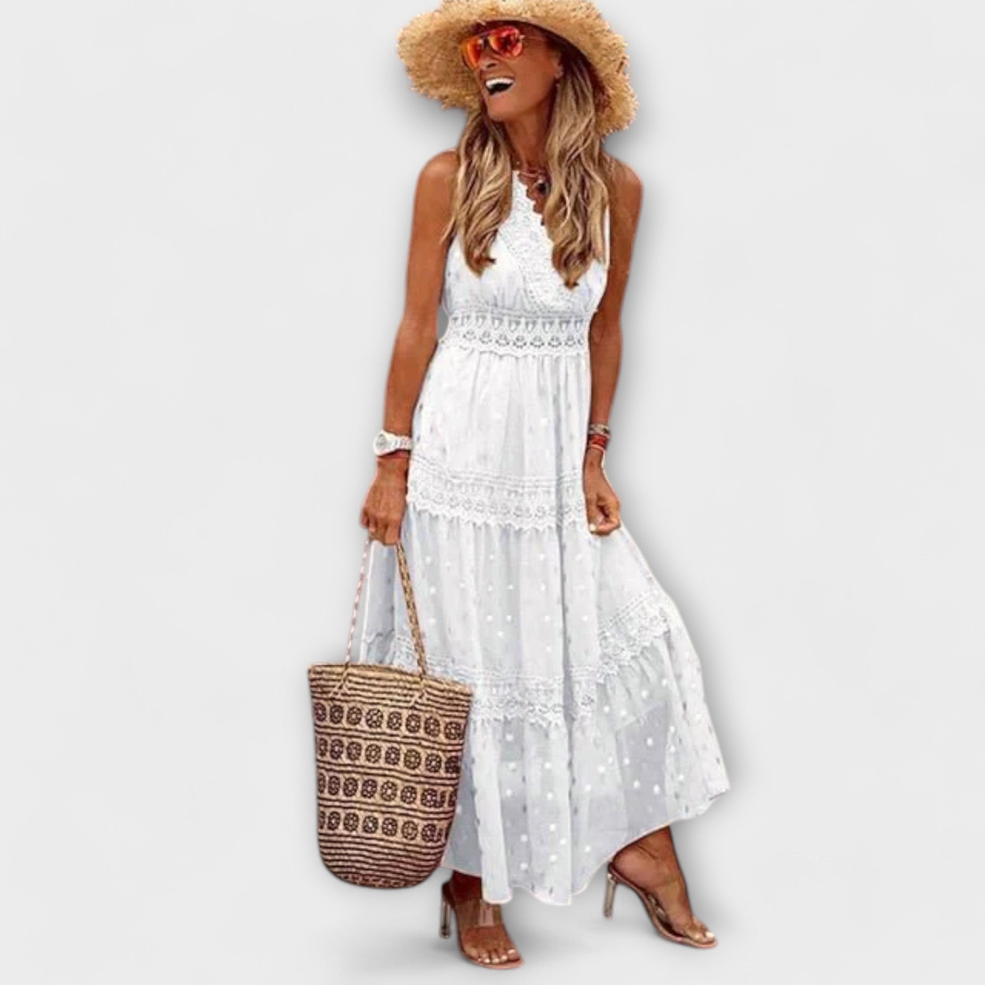Lola - Vestido maxi con encaje boho