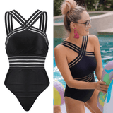 Traje de baño de malla a rayas chic - Elegante y cómodo