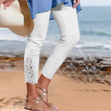 Pantalones de mujer - Cintura alta acampanada - Elegantes con encaje - Comodidad chic