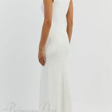 Elegante vestido midi sin mangas en color blanco roto