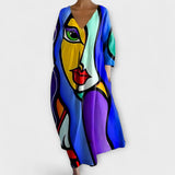 Fiona - Vestido Largo y Colorido con Escote en V