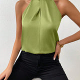 Elegante top de cuello halter para mujer - Estilo sencillo - Perfecto para eventos