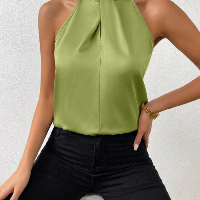 Elegante top de cuello halter para mujer - Estilo sencillo - Perfecto para eventos