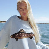 Sudadera oversize con estampado de peces