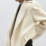 Blazer de lana con solapas de muesca extragrandes y hombreras