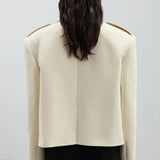 Blazer de lana con solapas de muesca extragrandes y hombreras