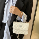 Bolso de hombro de piel sintética con cuentas, estilo tote.