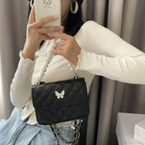 Bolso de hombro de piel sintética con cuentas, estilo tote.