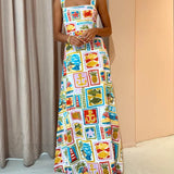 Vestido midi de encaje encantador y sexy con tirantes de grafiti personalizados