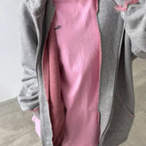 Sudadera con capucha, cremallera y corte holgado en color rosa descolorido