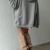 Sudadera con capucha, cremallera y corte holgado en color rosa descolorido