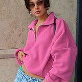 Sudadera de polar rosa, holgada y gruesa