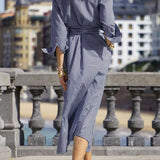 Vestido de cuadros con cintura atada