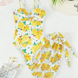 Conjunto push-up de dos piezas estampado con tirantes