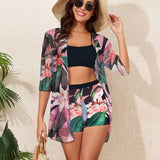 Conjunto de dos piezas de monokini estampado de cintura alta