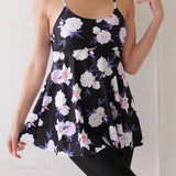Conjunto de tankini de dos piezas con pantalones cortos estampados hasta la rodilla