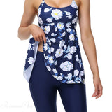 Conjunto de tankini de dos piezas con pantalones cortos estampados hasta la rodilla