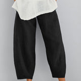 Pantalones de mujer – Corte relajado – Fibras naturales – Pernera ancha – Largo hasta el tobillo