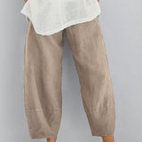 Pantalones de mujer – Corte relajado – Fibras naturales – Pernera ancha – Largo hasta el tobillo