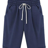 Shorts casuales para mujer – Corte holgado – Cintura elástica con cordón – Tejido transpirable – Bolsillos laterales