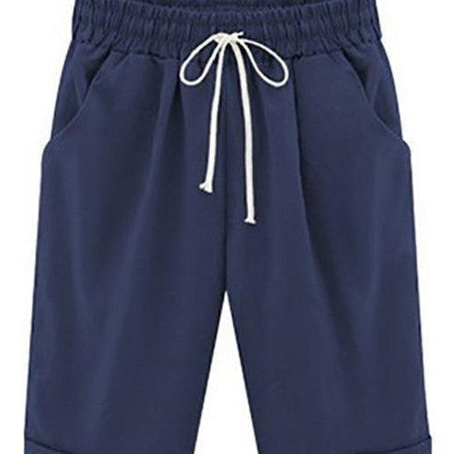 Shorts casuales para mujer – Corte holgado – Cintura elástica con cordón – Tejido transpirable – Bolsillos laterales