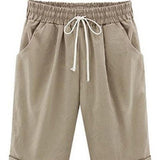 Shorts casuales para mujer – Corte holgado – Cintura elástica con cordón – Tejido transpirable – Bolsillos laterales