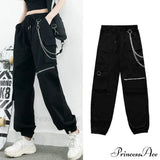 Pantalones deportivos cargo punk negros para mujer
