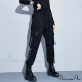 Pantalones deportivos cargo punk negros para mujer