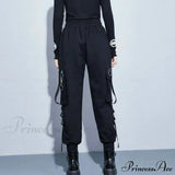 Pantalones deportivos cargo punk negros para mujer