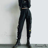 Pantalones deportivos cargo punk negros para mujer