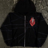 Sudadera con capucha de corte relajado con bordado de corazón y cadena en 3D.