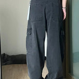 Pantalones cargo de mezclilla retro con múltiples bolsillos