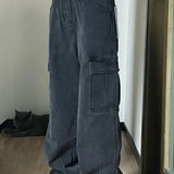 Pantalones cargo de mezclilla retro con múltiples bolsillos