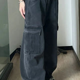 Pantalones cargo de mezclilla retro con múltiples bolsillos