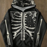 Sudadera con capucha con estampado de calavera retro Harajuku