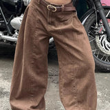 Vaqueros retro Maillard con perneras anchas y desgastadas
