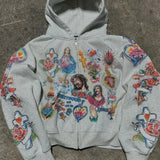 Sudadera con capucha extragrande con estampado retro