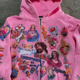 Sudadera con capucha extragrande con estampado retro