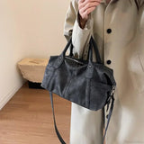 Bolso de mano retro de piel sintética de gran capacidad con correa para el hombro.