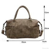 Bolso de mano retro de piel sintética de gran capacidad con correa para el hombro.