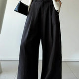 Pantalones casuales retro de cintura alta y pierna ancha