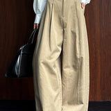 Pantalones casuales retro de cintura alta y pierna ancha