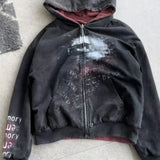 Sudadera reversible con cremallera y estampado patchwork retro
