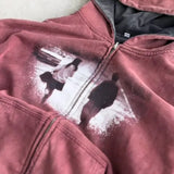 Sudadera reversible con cremallera y estampado patchwork retro