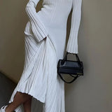 Vestido de punto acanalado con cintura anudada