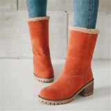 Botines de mujer - Elegante ante - Tacón ancho estable - Forro cálido de piel sintética