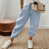 Pantalones de mujer – Corte holgado – Cintura con cordón – Estampado abstracto – Tejido ligero